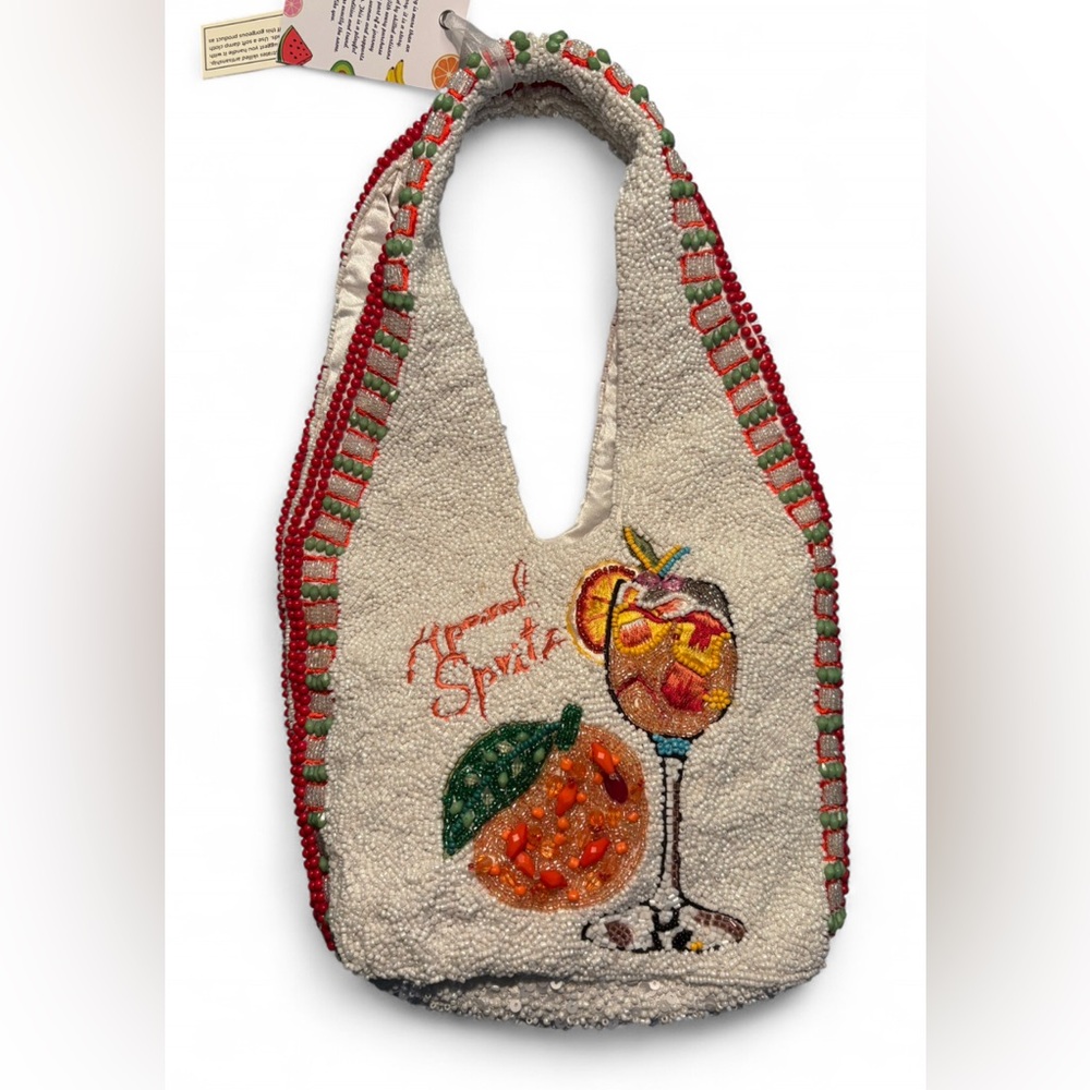 Aperol Spritz Beaded Bag Hobo Purse Handcrafted In India Italy Summer Vibes